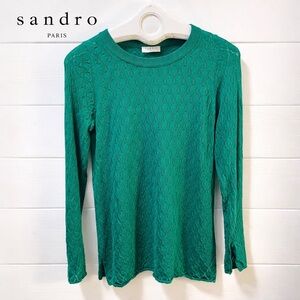 SANDRO PARIS Green Pointelle Knit Top – Estimated Size L
